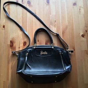VINTAGE Barbie Black Faux Leather Purse